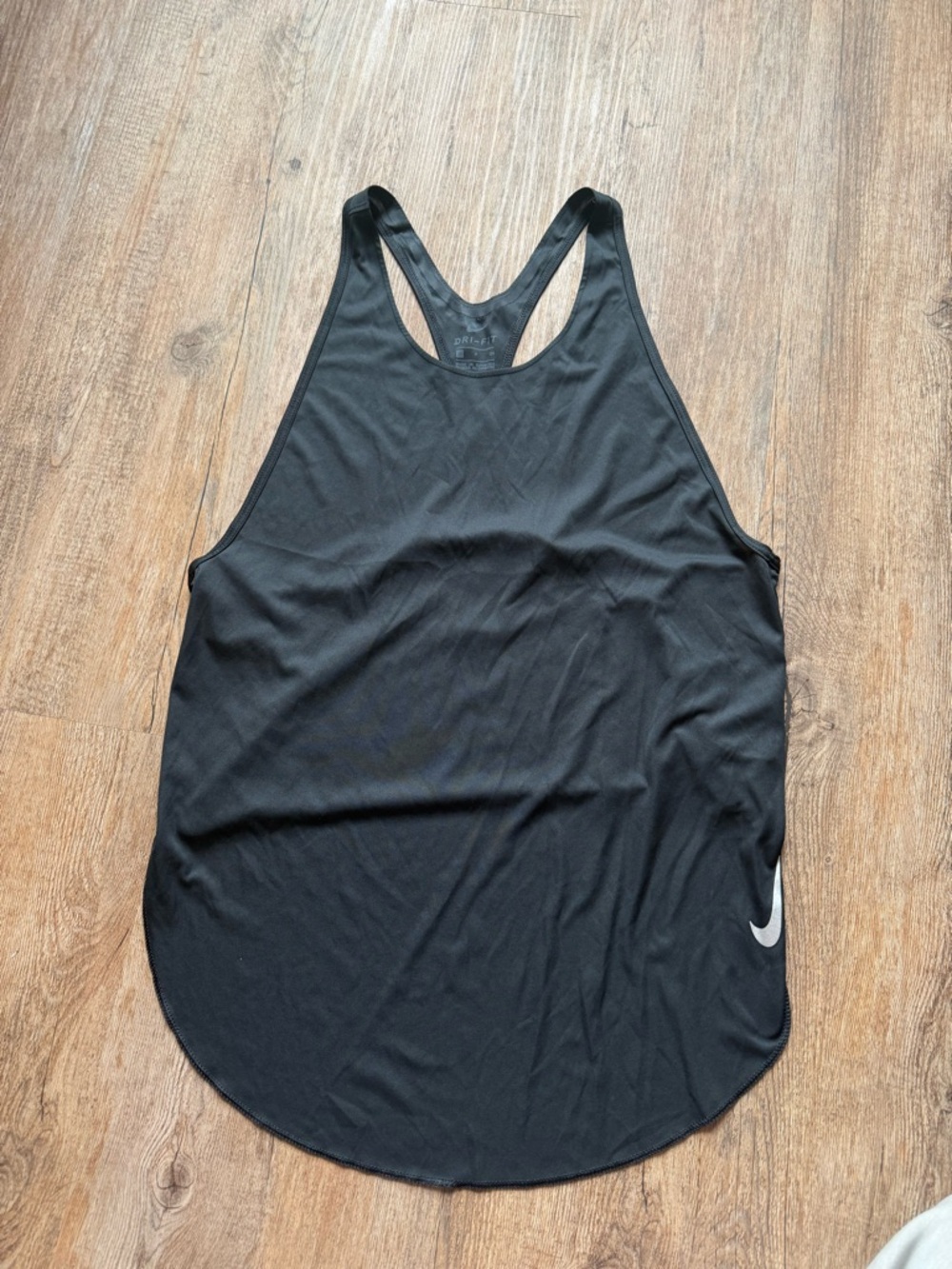 Nike Black Racerback Dri-FIT Tank with Silver Swoosh